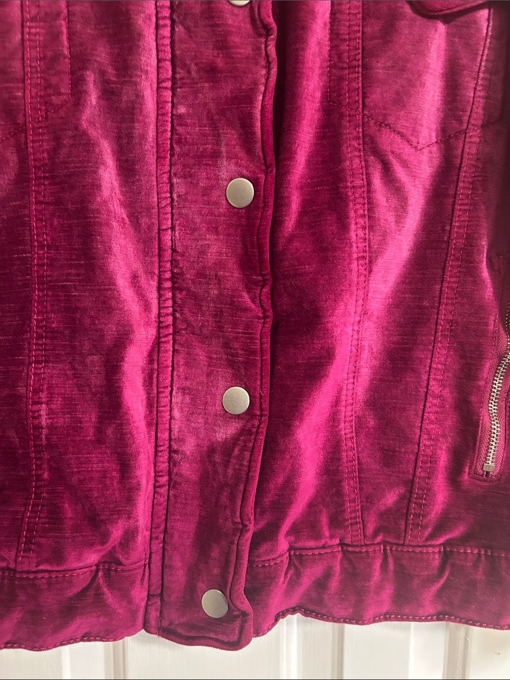 Free People Velvet Trucker Jacket - Magenta, Size XS/S - Picture 4 of 11